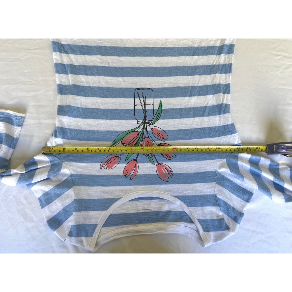 Talbots Striped Blouse Top 3/4 Sleeve Floral Size Medium Petite Nautical Coastal - Picture 7 of 8